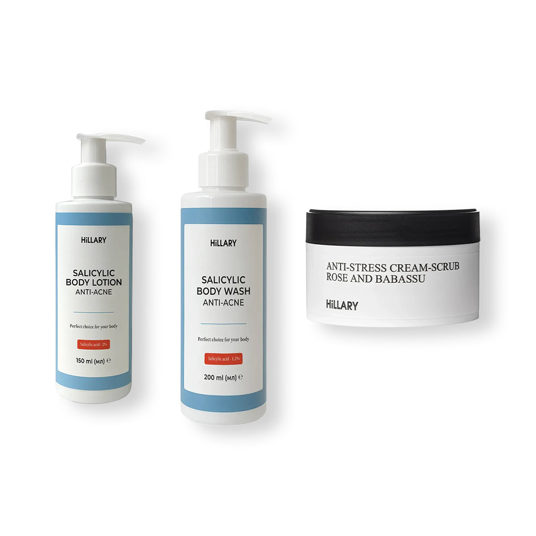 Zestaw Anti-Acne z kwasem salicylowym i peelingiem Róża & Babassu