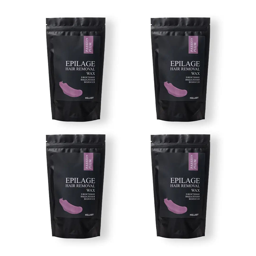 Zestaw wosku do depilacji w granulkach Hillary Epilage Passion Plum, 100 g (4 szt.).