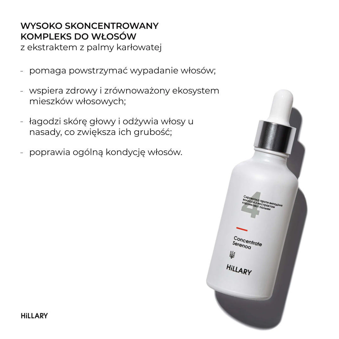 Wysoko skoncentrowany kompleks do włosów z ekstraktem z palmy sabałowej Hillary CONCENTRATE SERENOA, 50 ml