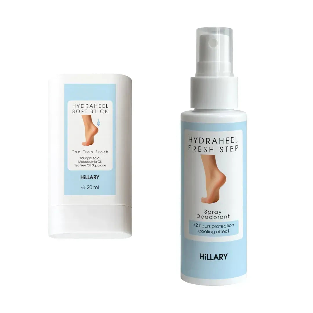 Zestaw do nawilżenia i odświeżenia pięt z olejkiem z drzewa herbacianego Hillary Heel Freshness & Hydration Set with Tea Tree