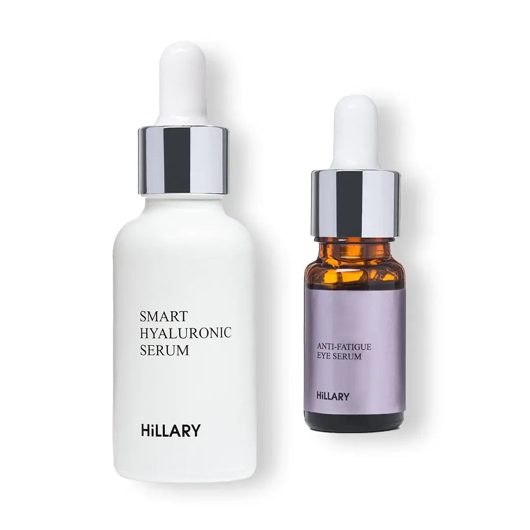 Serum hialuronowe do twarzy Hillary Smart Hyaluronic, 30 ml + Regenerujące serum pod oczy Hillary Anti-fatigue, 10 ml