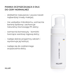 Pianka oczyszczająca do skóry normalnej Hillary Cleansing Foam + 5 oils, 150 ml